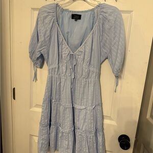 Vici Sky Blue Tiered Dress